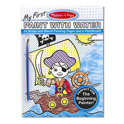 Melissa & Doug My Furst Paint With Water Kids' Art Pad With Paintbrush - Pirates, Space, Construction, and More