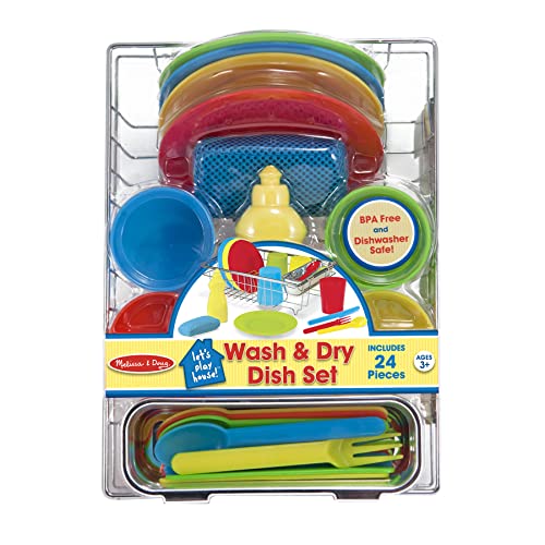 Melissa & Doug Let's Play House Wash and Dry Dish Set (24 pcs)
