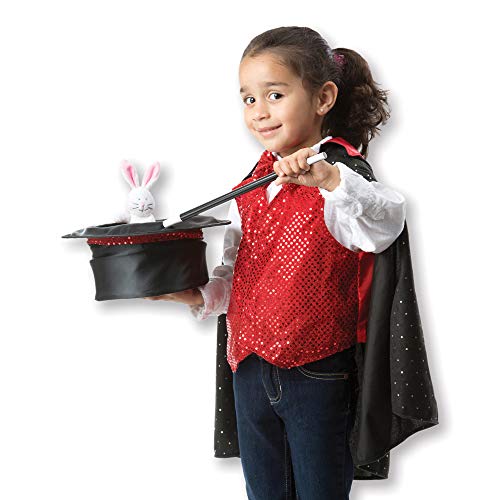 Melissa & Doug Magician Role Play Costume Set - Includes Hat, Cape, Wand, Magic Tricks
