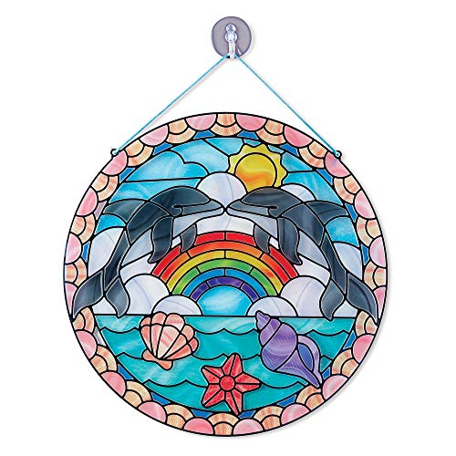 Melissa & Doug Stained Glass Made Easy Craft Kit: Dolphins - 180+ Stickers