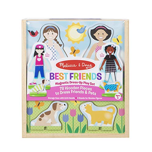 Melissa & Doug Best Friends Magnetic Dress-Up Wooden Dolls Pretend Play Set (78 pcs)