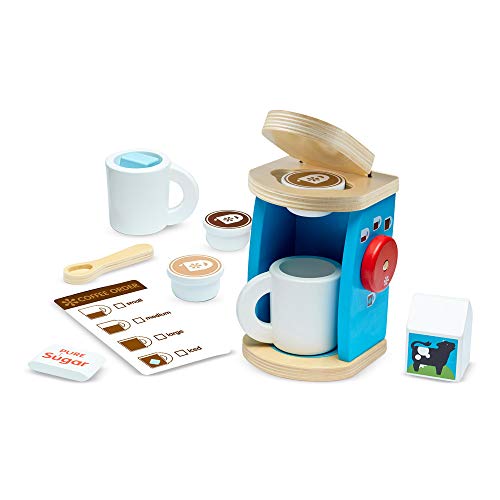 Melissa & Doug 11-Piece Brew and Serve Wooden Coffee Maker Set - Play Kitchen Accessories