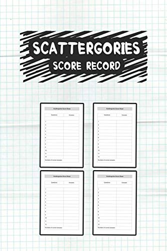 Scattergories Score Record: MY Scattergories Score game record sheet Keeper, Tracker | Paper & Pencil Party Game For 8 Years Old and up by Gategories paper publishings