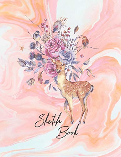 Sketchbook: Activity Sketch Book Watercolor Abstract Painting Instruction Large 8.5 x 11 Inches with 110 Pages (Deer Watercolor Canvas Cover) by Caitlin Settecase