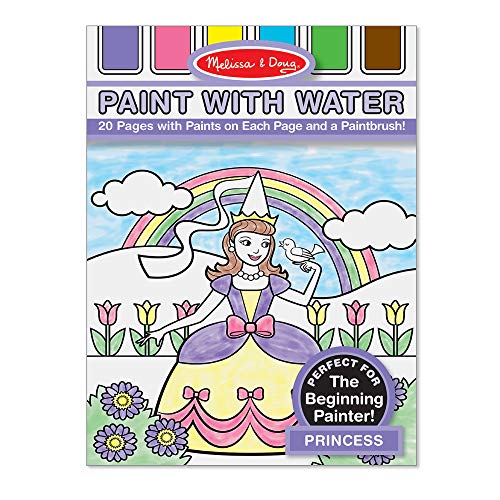 Melissa & Doug Paint With Water - Princess, 20 Perforated Pages With Spillproof Palettes