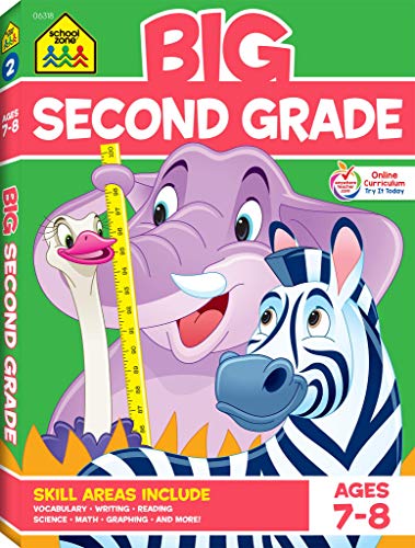 School Zone - Big Second Grade Workbook - Ages 7 to 8, Word Problems, Reading Comprehension, Phonics, Math, Science, and More (School Zone Big Workbook Series)