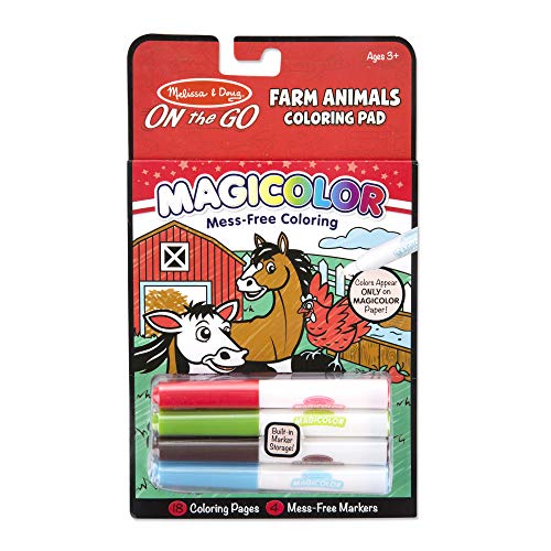 Melissa & Doug On the Go Magicolor Coloring Pad: Farm Animals - 18 Pages, 4 Markers