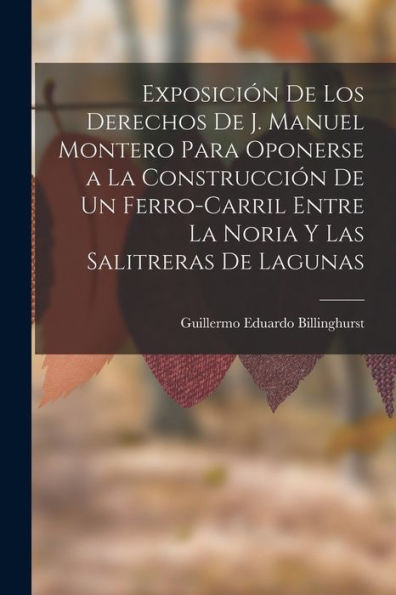 Exposición De Los Derechos De J. Manuel Montero Para Oponerse A La Construcción De Un Ferro-Carril Entre La Noria Y Las Salitreras De Lagunas (Spanish Edition)