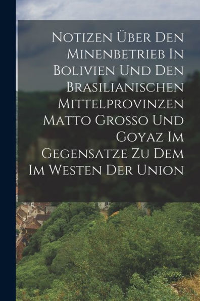 Notizen Über Den Minenbetrieb In Bolivien Und Den Brasilianischen Mittelprovinzen Matto Grosso Und Goyaz Im Gegensatze Zu Dem Im Westen Der Union (German Edition)