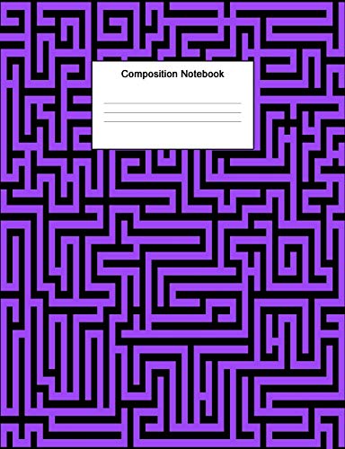 Composition Notebook: College Ruled Composition Book | Purple Cover Abstract Maze Pattern