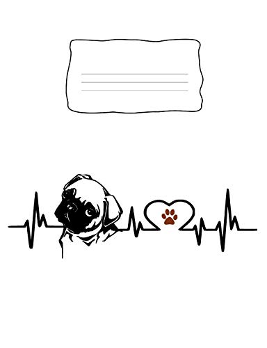 Composition Notebook: Pug Dog Heartbeat Ekg Heart Line