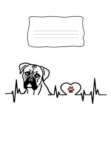Composition Notebook: Boxer Dog Heartbeat Ekg Heart Line