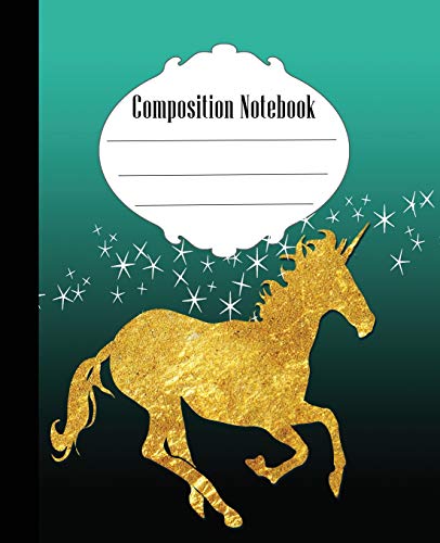 Composition Notebook: Unicorn And Stars Composition Notebook Wide Ruled 7.5 X 9.25 In, 100 Pages Book For Kids, Teens, School, Students And Teachers