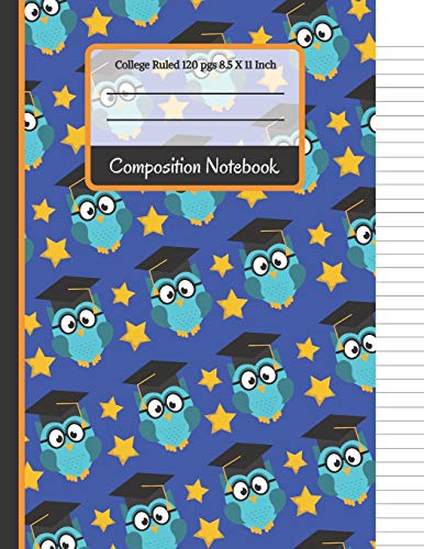 Composition Notebook: Owls & Stars College Ruled Notebook For Boys, Kids, School, Students And Teachers