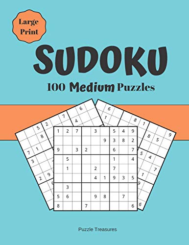 Sudoku 100 Medium Large Print Puzzles: Challenging Brain Games Puzzle Notebook