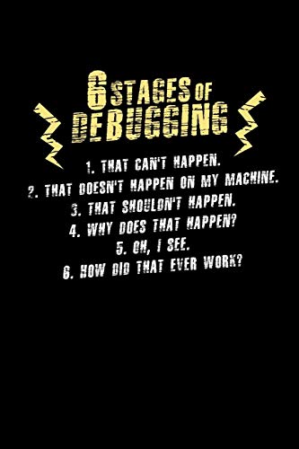6 Stages Of Debugging: 120 Pages I 6X9 I Music Sheet I Funny Software Engineering, Coder & Hacker Gifts - 9781080882229