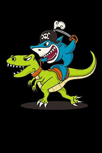 Pirate Shark Riding A Dinosaur: 120 Pages I 6X9 I Graph Paper 5X5 I Funny Sea Robber, Shark & Dinosaur Gifts