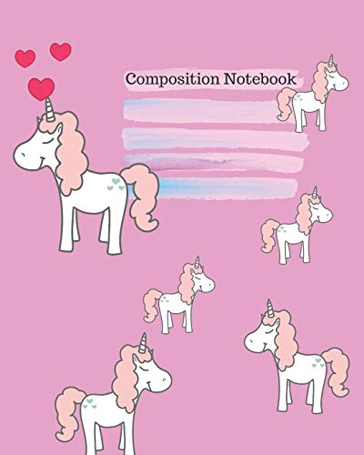Composition Notebook: Cute Pink Unicorns In Love For Girls, Boys, Moms, Kids For Student And Teachers At Home And School