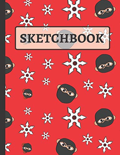 Sketchbook: Red & Black Ninja Sketchbook For Kids, Children To Practice Sketching, Drawing And Doodling