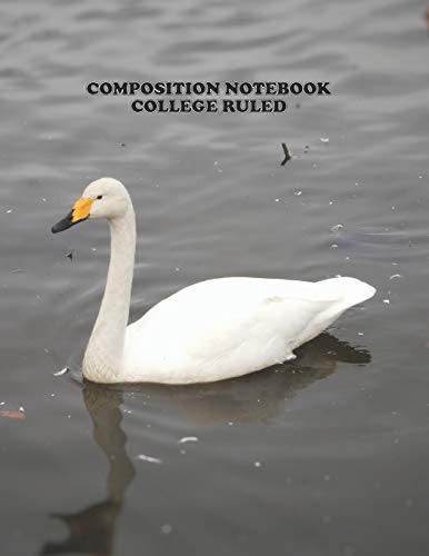 Composition Notebook College Ruled: High School,Swan Bird , College, Animal, Nature Cover, Cute Composition Notebook, College Notebooks, Girl Boy ... Book, 8.5 Inch X 11 Inch 104 Pages