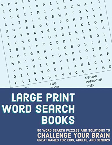 Large Print Word Search Books: 80 Word Search Puzzles And Solutions To Challenge Your Brain Great Games For Kids, Adults, And Seniors (Volume 3)
