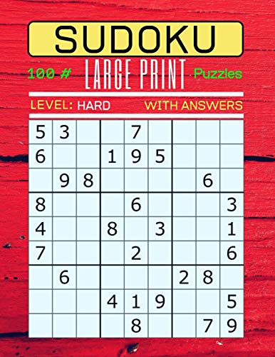 Sudoku 100 Large Print Puzzles Level Hard: Puzzle Book For Adults. Hard Level (Answers Included) Red Wood Panels Cover.