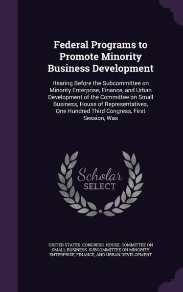 Federal Programs To Promote Minority Business Development: Hearing Before The Subcommittee On Minority Enterprise, Finance, And Urban Development Of ... Hundred Third Congress, First Session, Was