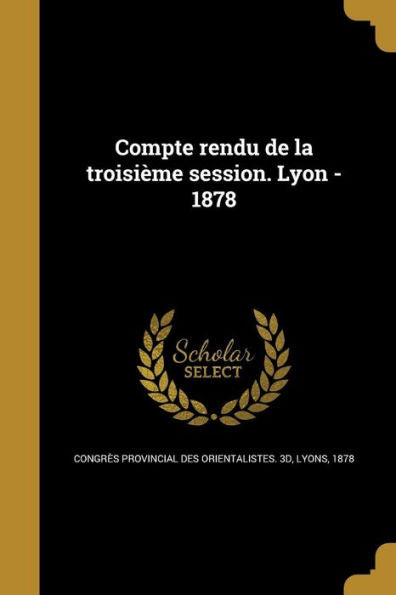 Compte Rendu De La Troisieme Session. Lyon - 1878 (French Edition)