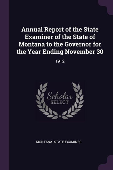 Annual Report Of The State Examiner Of The State Of Montana To The Governor For The Year Ending November 30: 1912