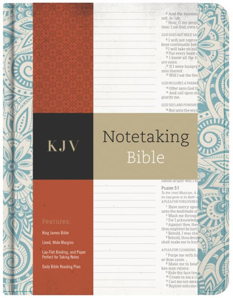 Kjv Notetaking Bible, Blue Floral Cloth Over Board, Black Letter, Wide Margins, Journaling Space, Single-Column, Reading Plan, Easy-To-Read Bible Mcm Type