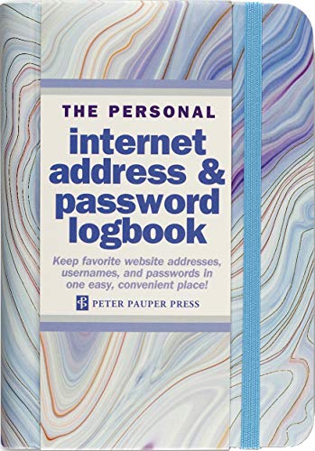 Blue Agate Internet Address & Password Logbook (removable cover band Fur security)