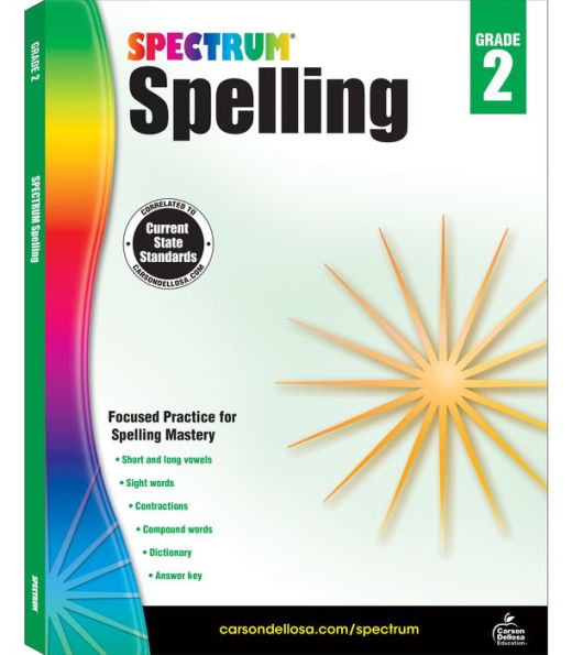 Spectrum 2Nd Grade Spelling Workbook, Ages 7 To 8, Spelling Books For 2Nd Grade Covering Phonics, Handwriting Practice, Sight Words, Vowels, Dictionary Skills, And More, Spectrum Grade 2