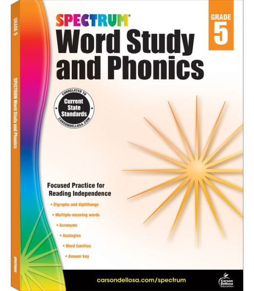 Spectrum Grade 5 Word Study And Phonics Workbooks, Ages 10 To 11, 5Th Grade Word Study And Phonics, Word Families, Analogies, Acronyms, Diagraphs, And Vocabulary Builder - 176 Pages (Volume 91)