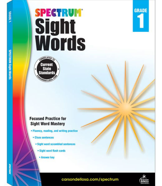 Spectrum 1St Grade Sight Words Workbook, Ages 6 To 7, Grade 1 Sight Words, Dictionary Skills, Vocabulary Builder, Synonyms And Antonyms, Prefixes And Suffixes - 160 Pages