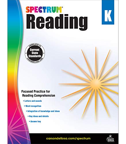 Spectrum Kindergarten Reading Workbook?????state Standards For Reading Comprehension, Letters, Sounds, Word Recognition With Answer Key For Homeschool Or Classroom (166 Pgs)