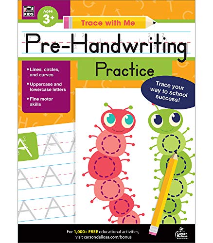 Carson Dellosa Trace With Me: Pre-Handwriting Practice Workbook?????prek-Grade 2 Writing Practice, Line, Circle, Curve Strokes And Letter Tracing (128 Pgs)