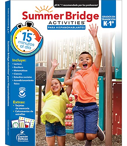 Summer Bridge Activities® Spanish Workbook, Bridging Kindergarten to Grade 1 in Just 15 Minutes a Day, Phonics, Math, Science, Social Studies, Summer Learning Activity Book With Spanish Flash Cards