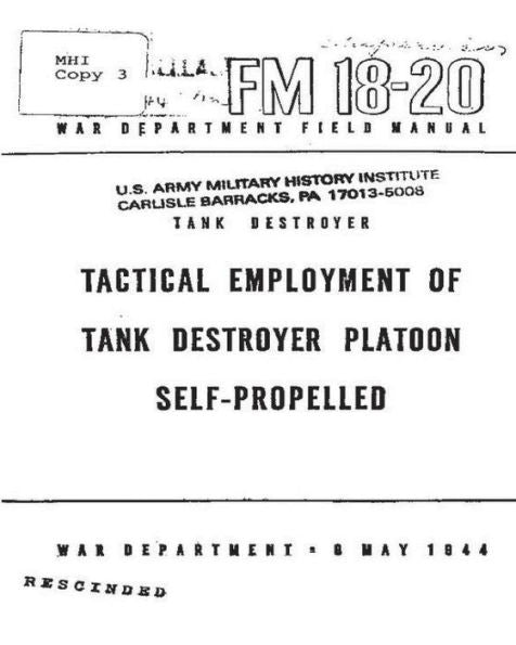 Fm 18-20 Tank Destroyer, Tactical Employment Of Tank Destroyer Platoon, Self-Pro