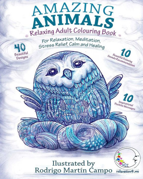 Relaxing Adult Coloring Book: Amazing Animals (Adult Coloring Book For Left Handed)