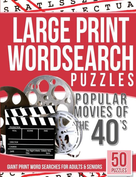 Large Print Wordsearches Puzzles Popular Movies Of The 40S: Giant Print Word Searches For Adults & Seniors