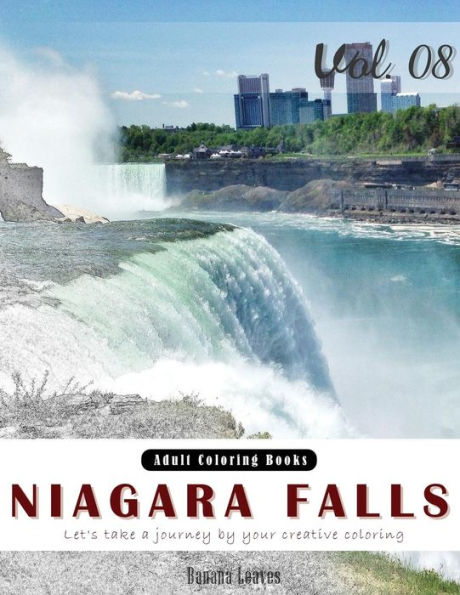 Niagara Falls: Landscapes Grey Scale Photo Adult Coloring Book, Mind Relaxation Stress Relief Coloring Book Vol8.: Series Of Coloring Book For Adults, Grown Up, And Kids 8.5" X 11" (21.59 X 27.94 Cm)