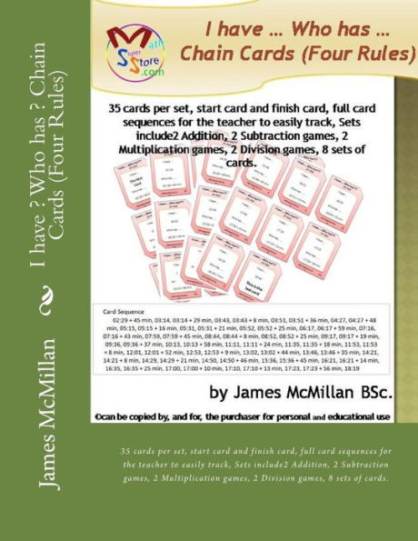I Have ? Who Has ? Chain Cards (Four Rules): 35 Cards Per Set, Start Card And Finish Card, Full Card Sequences For The Teacher To Easily Track, Sets ... Games, 2 Division Games, 8 Sets Of Cards.