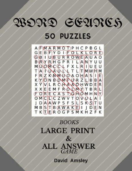 Word Search 50 Puzzles Books Large Print & All Answer Game: Fun Game Word Search 50 Puzzles Books