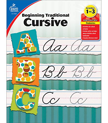 Carson Dellosa Beginning Traditional Cursive Workbook?Grades 1-3 Handwriting Practice, Uppercase And Lowercase Letters Of The Alphabet, Number Words (32 Pgs) (Learning Spot)