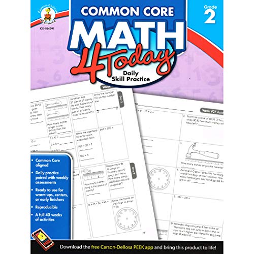 Carson Dellosa Common Core 4 Today Workbook, Math, Grade 2, 96 Pages (Cdp104591)