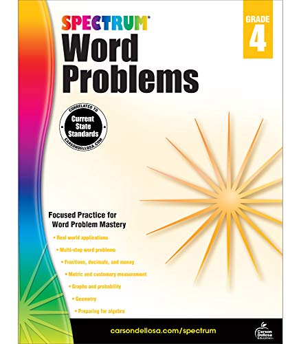Spectrum Grade 4 Math Word Problems Workbook?????4Th Grade State Standards For Geometry, Fractions, Decimals, Money, Algebra Prep For Classroom Or Homeschool (128 Pgs)