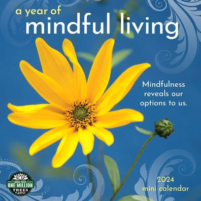 A Year of Mindful Living 2024 Mini Wall Calendar | Compact 7" x 14" Open | Amber Lotus Publishing