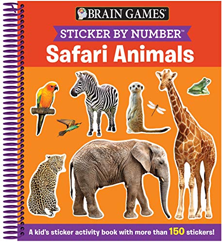 Brain Games - Sticker By Number: Safari Animals (Ages 3 To 6): A Kid's Sticker Activity Book With More Than 150 Stickers!