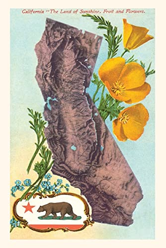 The Vintage Journal California Map With Bear And Poppies (Pocket Sized