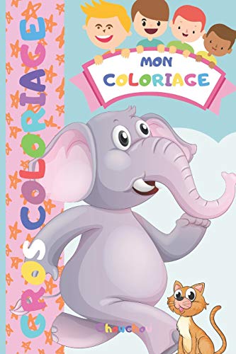 Mon Coloriage: 30 Gros coloriages pour enfant - Dessins ?? colorier ?? partir de 2 ans et plus - Animaux de la ferme - Dinosaures - Chat - Chien (French Edition)